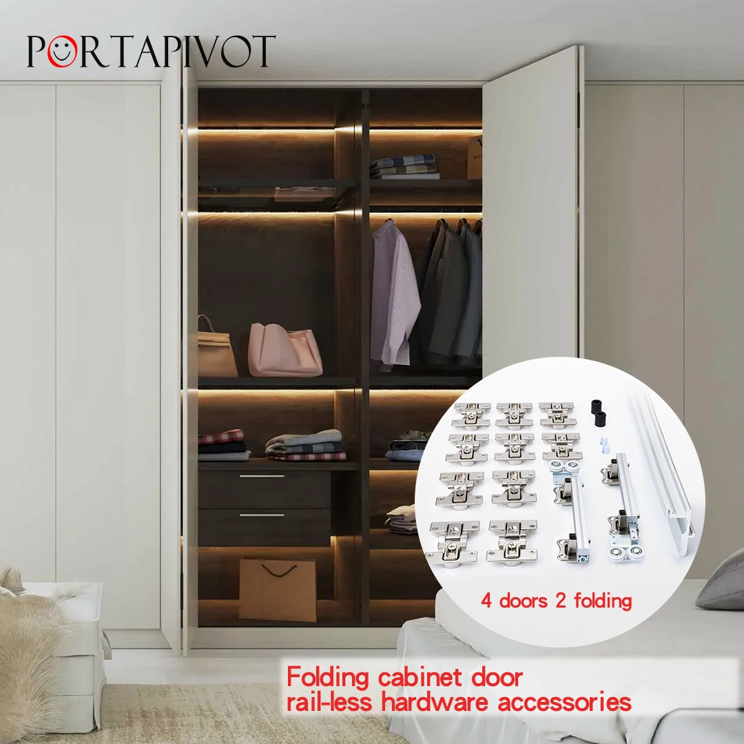 Portapivot Wardrobe Folding Door Functional Parts Cloakroom Push-pull Sliding Door Two-fold Door Rail Track Hardware Accessories