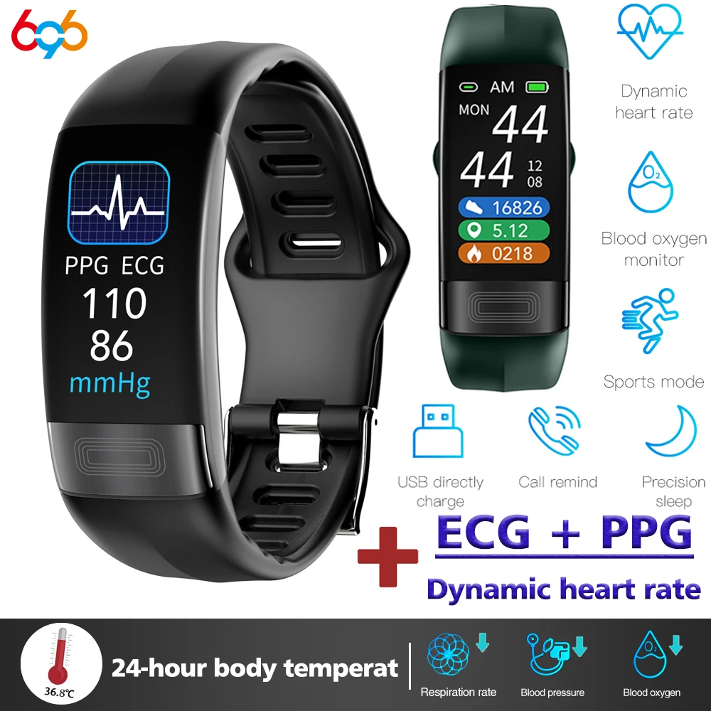 P11 Plus Smart Watch Men Fitness Bracelet Smart Band ECG PPG SpO2 Women Smartwatch Body Temperature Blood Pressure P11 Wristband