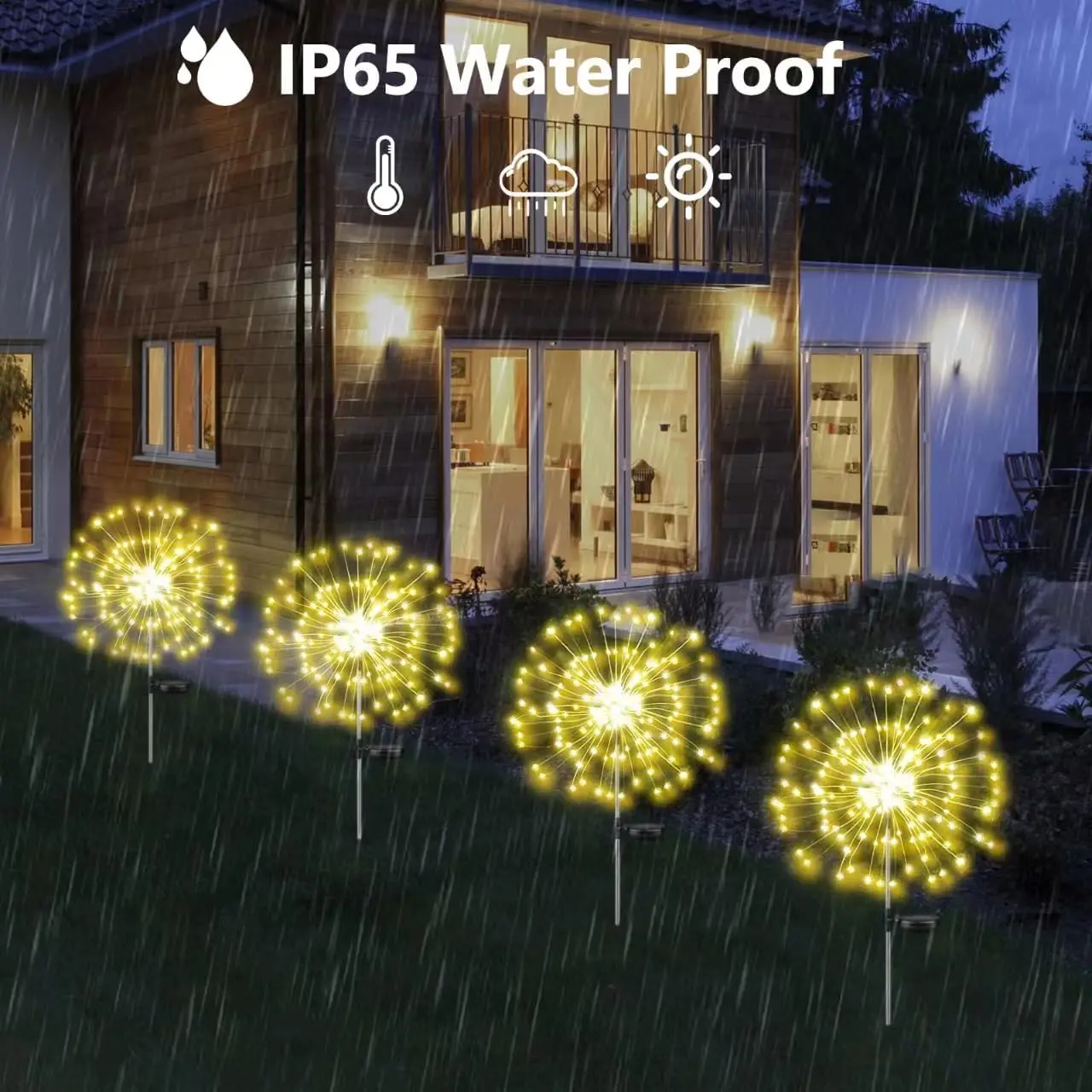 Imagem -05 - Outdoor Solar Powered Jardim Lights Firework Impermeável Exterior Sparkler Light Quintal Decoração Modos 200 Leds Pack