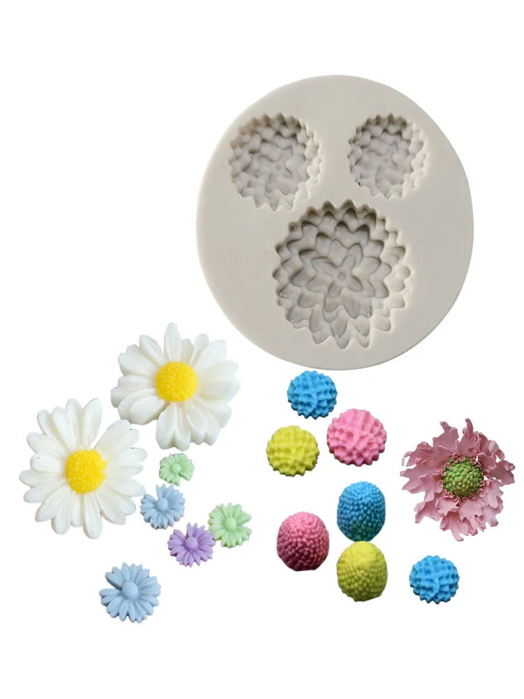 Kinds Daisy Sunflower Heart Silicone Mold Cordyceps Stamen Soft Pottery Clay Dry Pace Sugarcraft Fondant Moule Silicone M2904