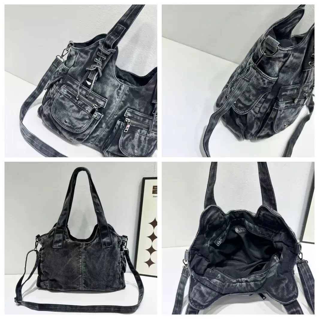 Women's Denim Bag Y2K Vintage Blue Jean Purse and Handbags Crossbody Shoulder Wallet Large Capacity view 5