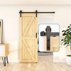 200CM in acciaio al carbonio American Barn Door Hanging Rail Track Set completo di accessori scorrevole tipo braccio dritto porta scorrevole