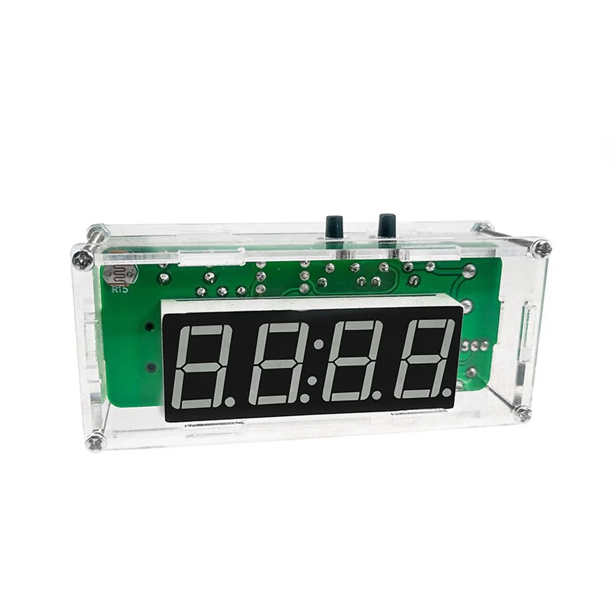 4-Digit Digital DIY Clock Kits with Acrylic Shell, DIY Alarm Clock Soldering Practice Kit for Learning Electronics,B XY