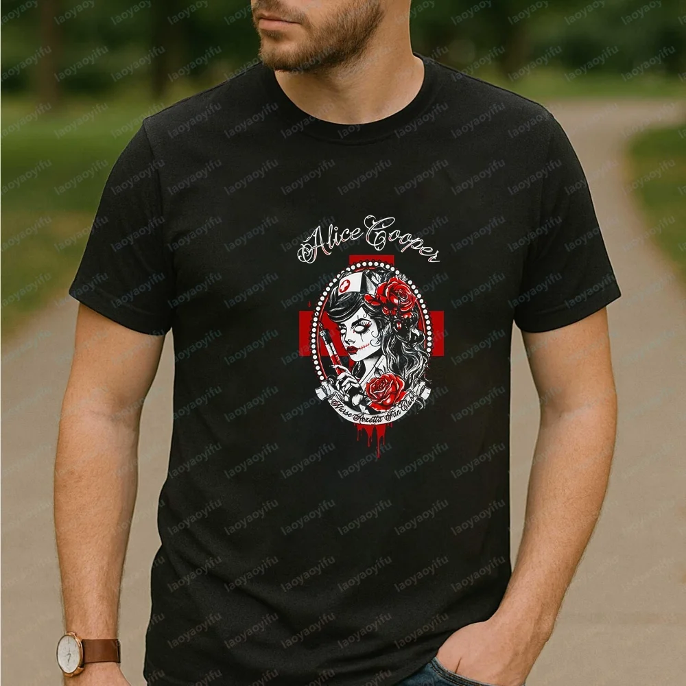 Men's T-shirts and Tank Tops - Alice Cooper Printed T-shirts, Suitable for Both Men and Women, Comfortable T-shirts - view 4