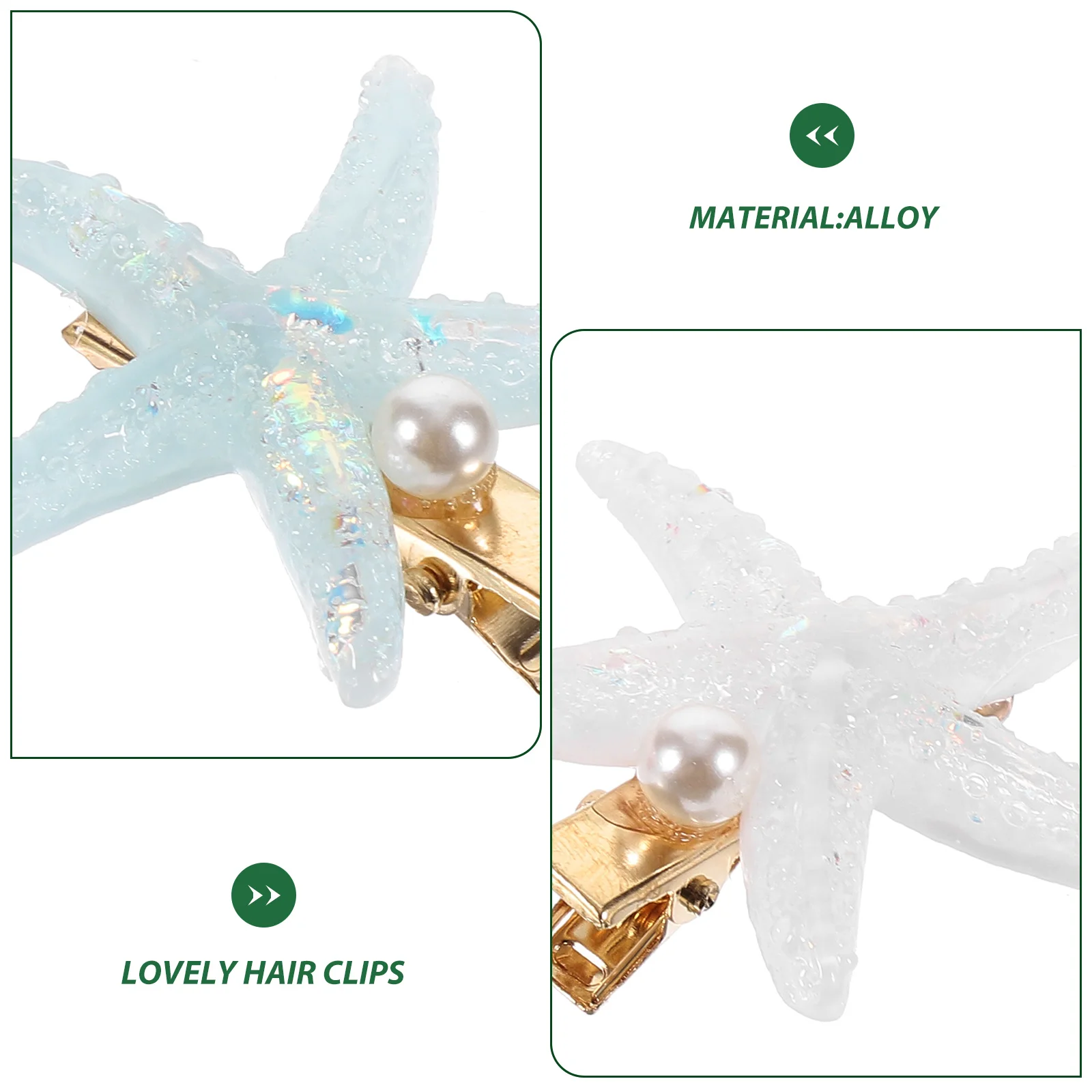 

8pcs Seashell Pearl Hair Clips Cute Accessories for Women Girls Blue Pink Sets 4 Pairs Non Deform Bangs Back Decorative