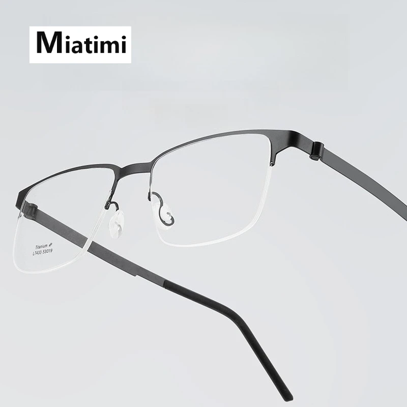 

Fashion Pure Titanium Eyeglasses farmes Retro Ultra Light Eyewear Square Optical Prescription half Glasses Frame for Men