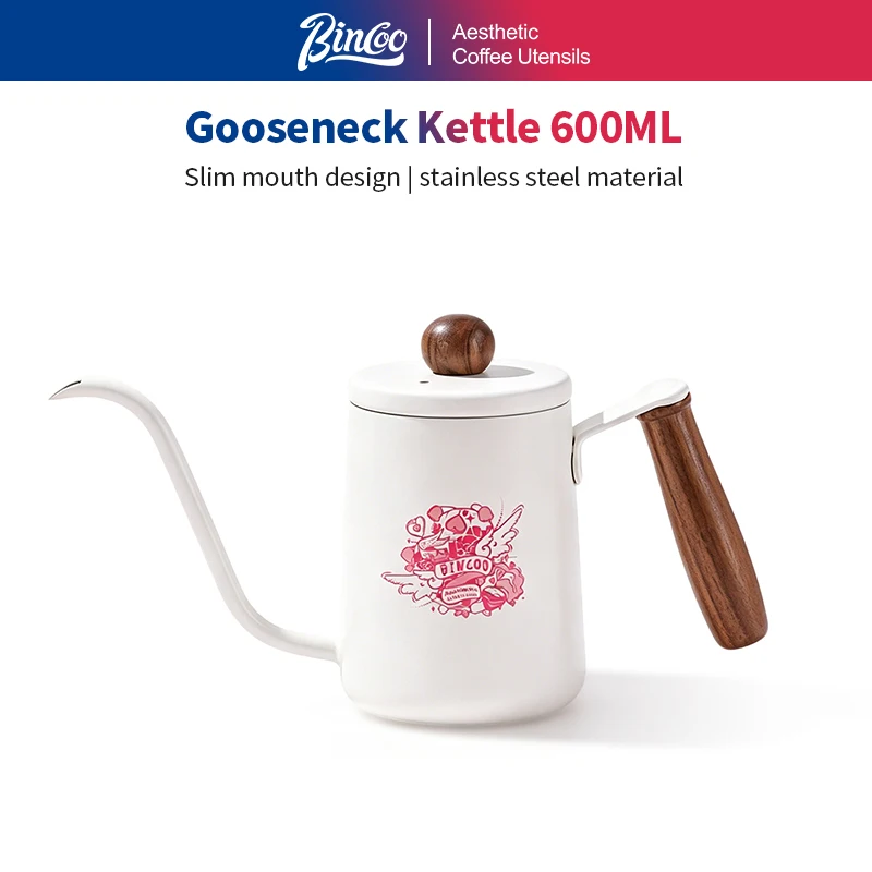 Bincoo 600 ML Coffee Gooseneck Kettle Cafe Camping Drip Pot  Barista Accessories Tools Coffeeware Utensils Tea Water