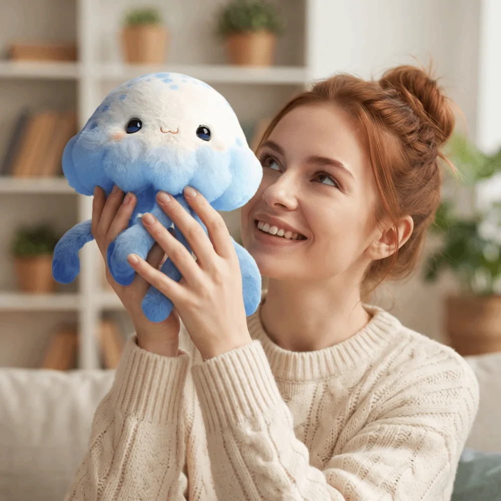 Soft Plush Jellyfish Plush Toy Cute Design Creative Ornament Sea Creature Plush Doll Colorful Jellyfish Bag Charm