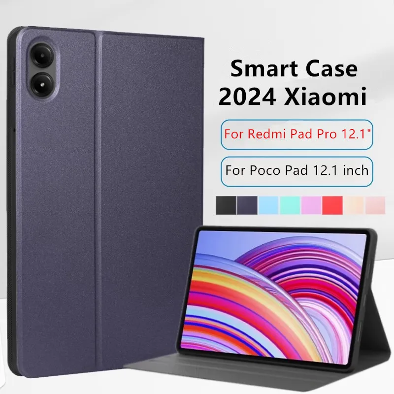 For Xiaomi Poco Pad 12.1 inch Case Flip Stand Soft TPU Back Magnetic Cover for Redmi Pad Pro 2024 12.1 Inch Smart tablet cases