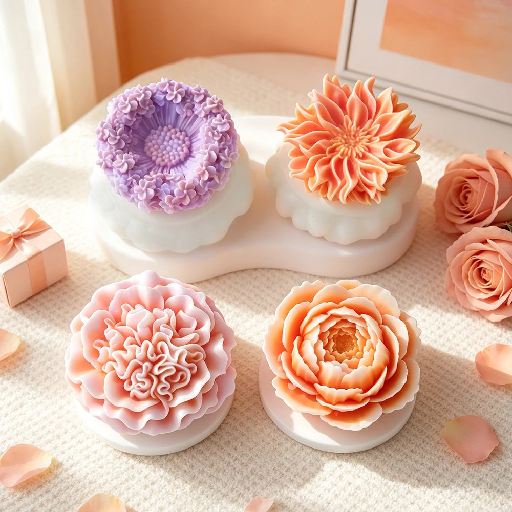 Blumen-Serie Silikonform Handgemachte Geschenke Aroma-Kerzen Gips-Malerei-Formen Blumendesign Schokoladen-Keks-Backwerkzeug