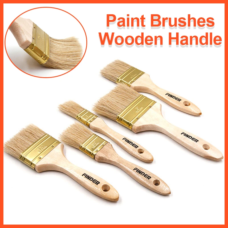 1Pc Paint Brushes Wooden Handle BBQ Brush Soft Hair Painting Brushes for Wall and Furniture Paint Cleaning Dusting Brush