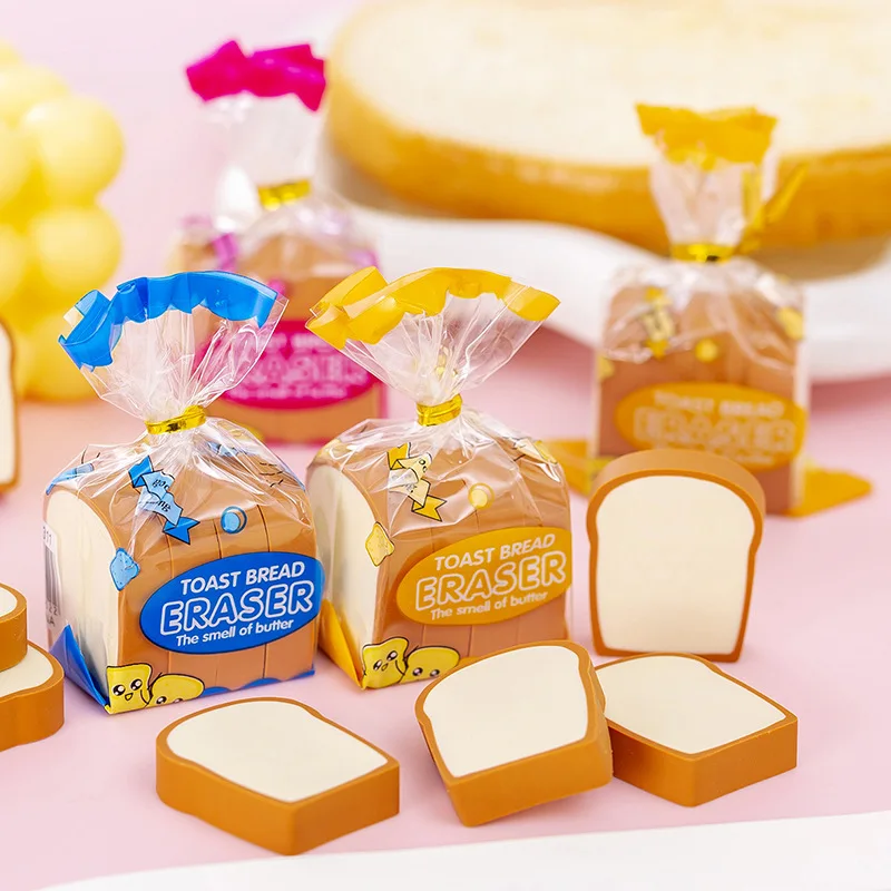 Creative cute simulation toast eraser Student school supplies fun gift small gift points reward