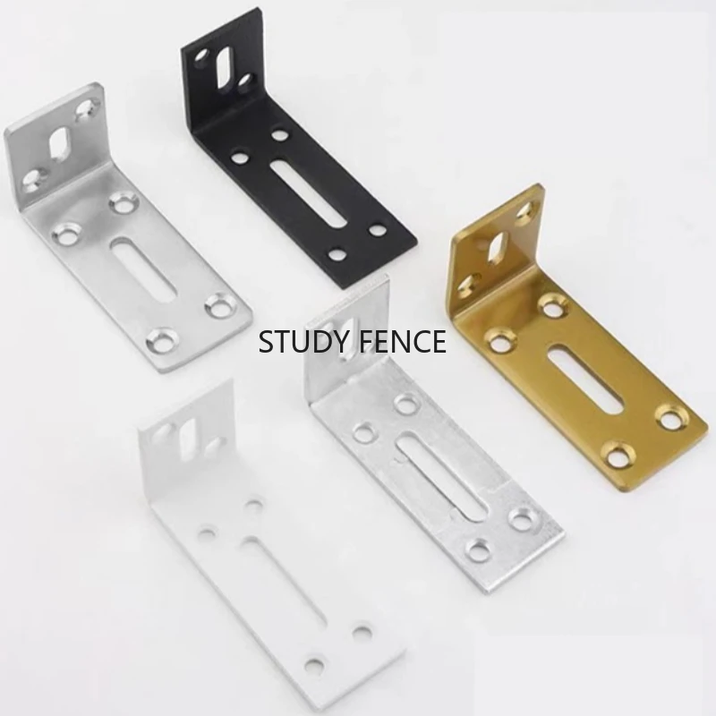 1pc Stainless Steel Corner Bracket Adjustable Right Angle Fixed Bracket L-shaped Furniture Connectors Includes Screw Accessories
