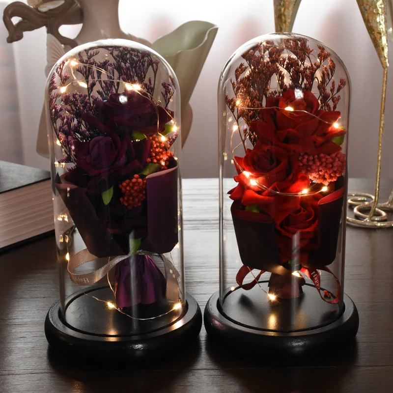 1pc Rose LED Eternal Flower Rose Artificial Flower Christmas Wedding Valentine's Day Birthday Gift Home Decor