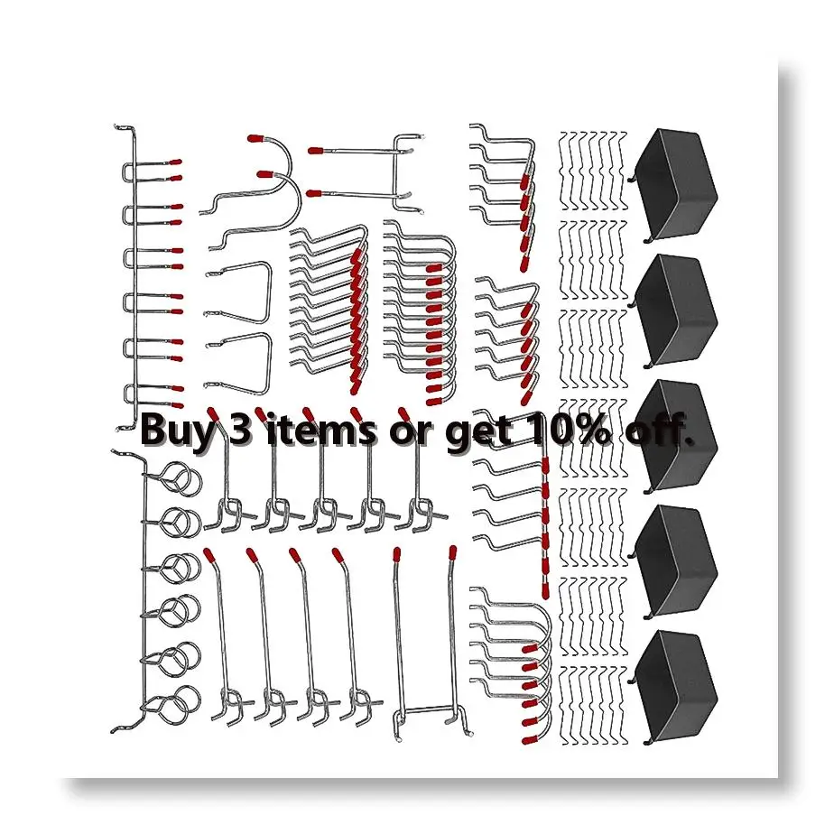 ✼114 Pcs Peg Board Hooks Assortment with Metal Hooks Sets, Hole Plate Bins, Peg Locks for Organizing Storage System Tools
