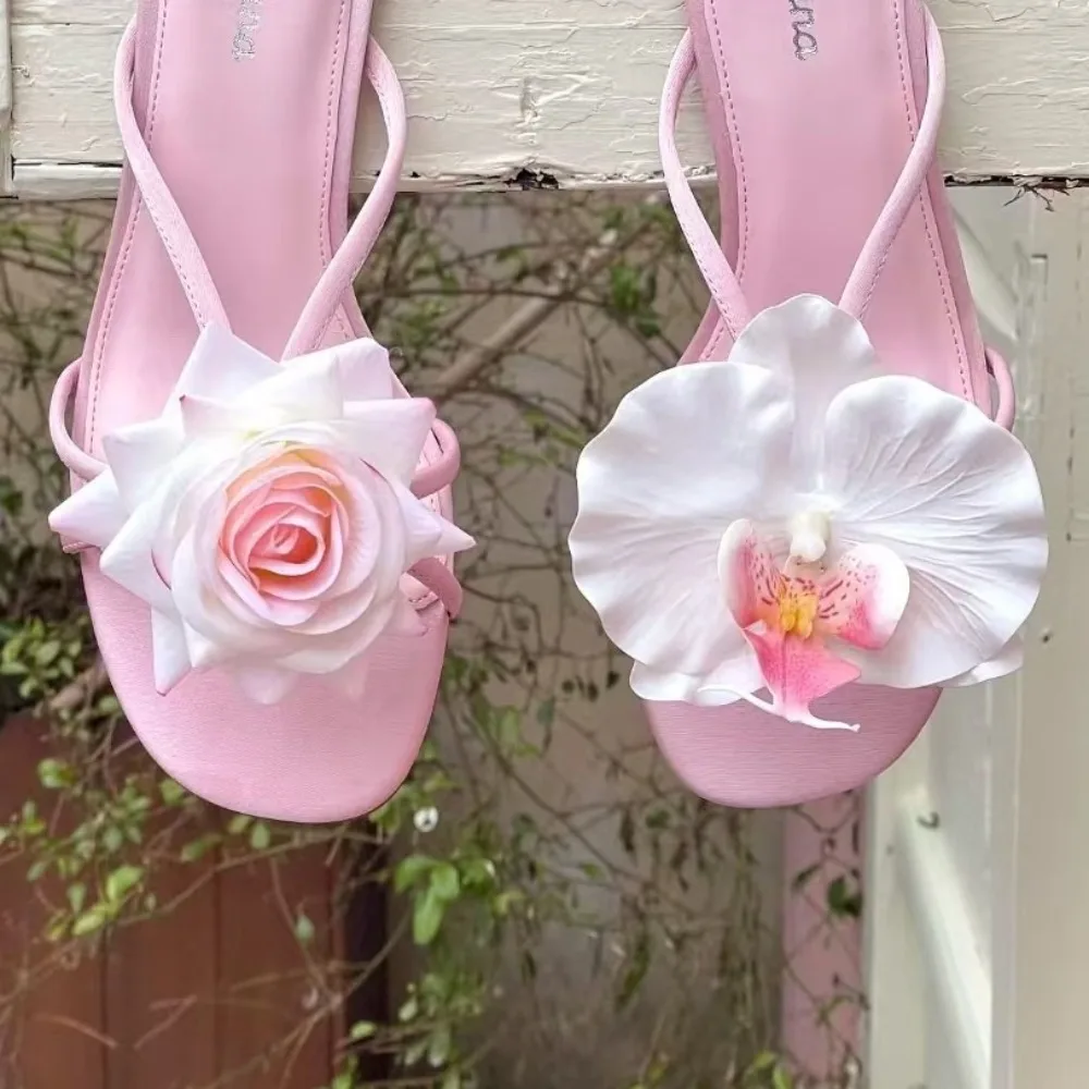 1 Pair Simulation Coloful Thai Fairy Butterfly Flower Shoe Buckles Personalized Design Phalaenopsis Shoe Flower Sandals