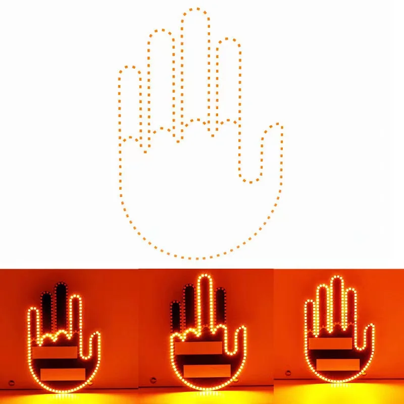 Car LED Finger Lights Funny Car Interior Light With Remote Control Rear Window Multi-function Warning Reminder Lamp Accessories