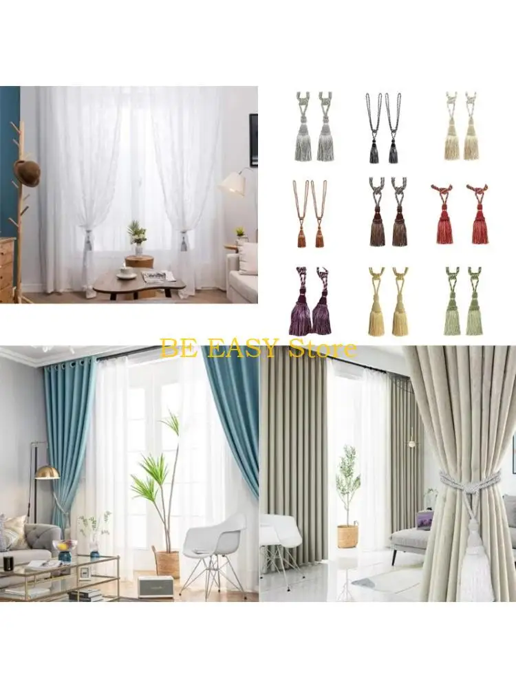 E28F Stylish Drapery Holdbacks Durability Polyester and With Artistic Tasseled Embellishment Drapery Tiebacks
