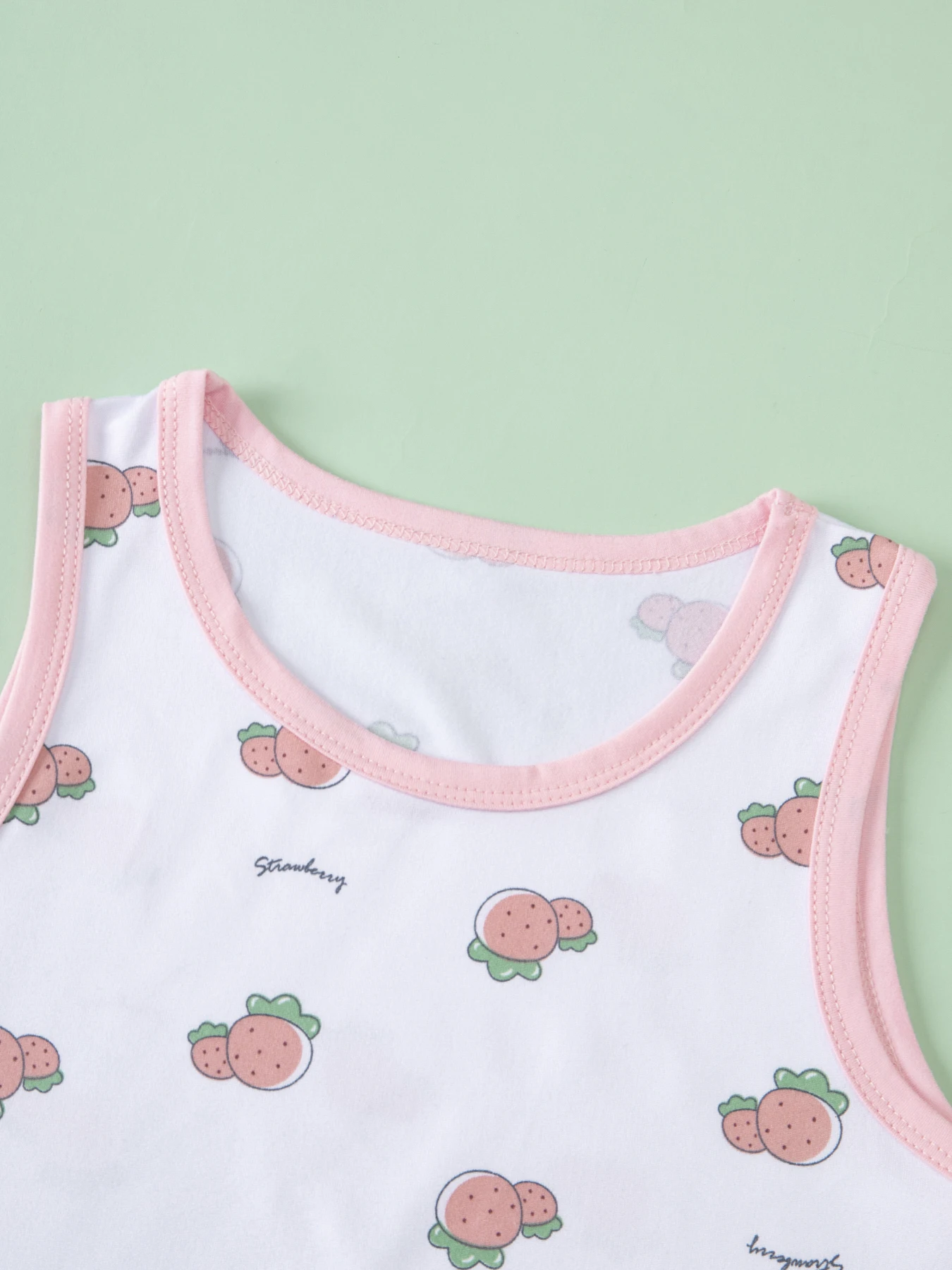 3-teiliges süßes und niedliches Vier-Jahreszeiten-Weste-Set für Mädchen, bequemes ärmelloses T-Shirt mit Rundhalsausschnitt, lässiges, vielseitiges Cartoon-Oberteil für Kinder – Detail 8
