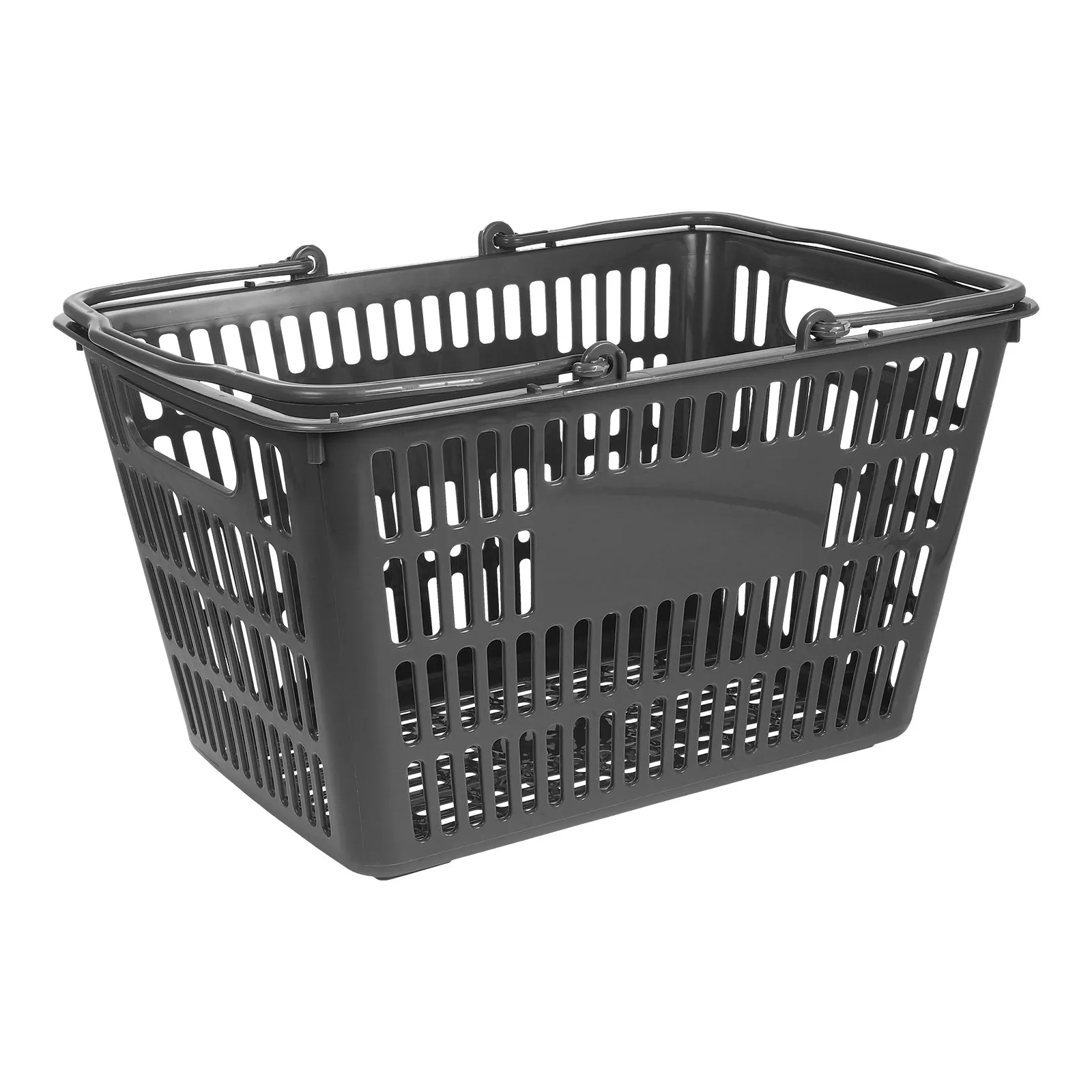 

Grey Plastic Storage Basket with Double Folding Handles Portable Kitchen Seasoning Organizer Bathroom Toiletries Organizer