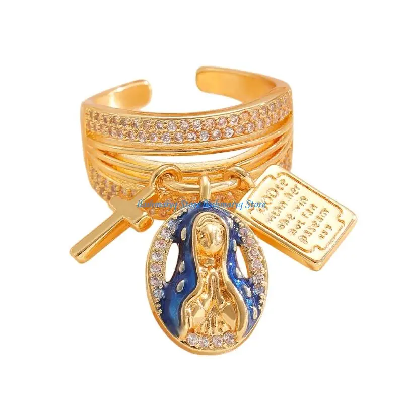 

573B Exquisite Adjustable Size Copper Ring with Zirconia Handmade Finger Accessories