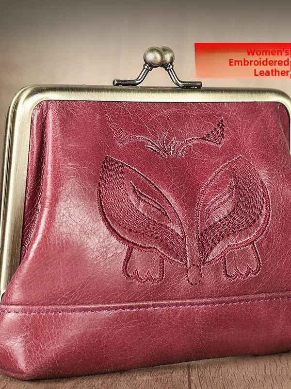 

New Ladies Leather Wallet Handbag Top Layer Cowhide Casual Coin Purse Multi-functional Multi-layer Small Genuine Leather Bag