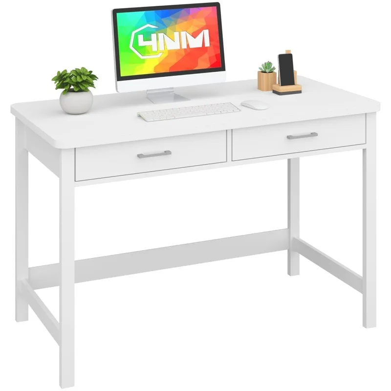 

Small desk with wooden drawers, home office computer desk with wooden legs, white writing desk, dresser