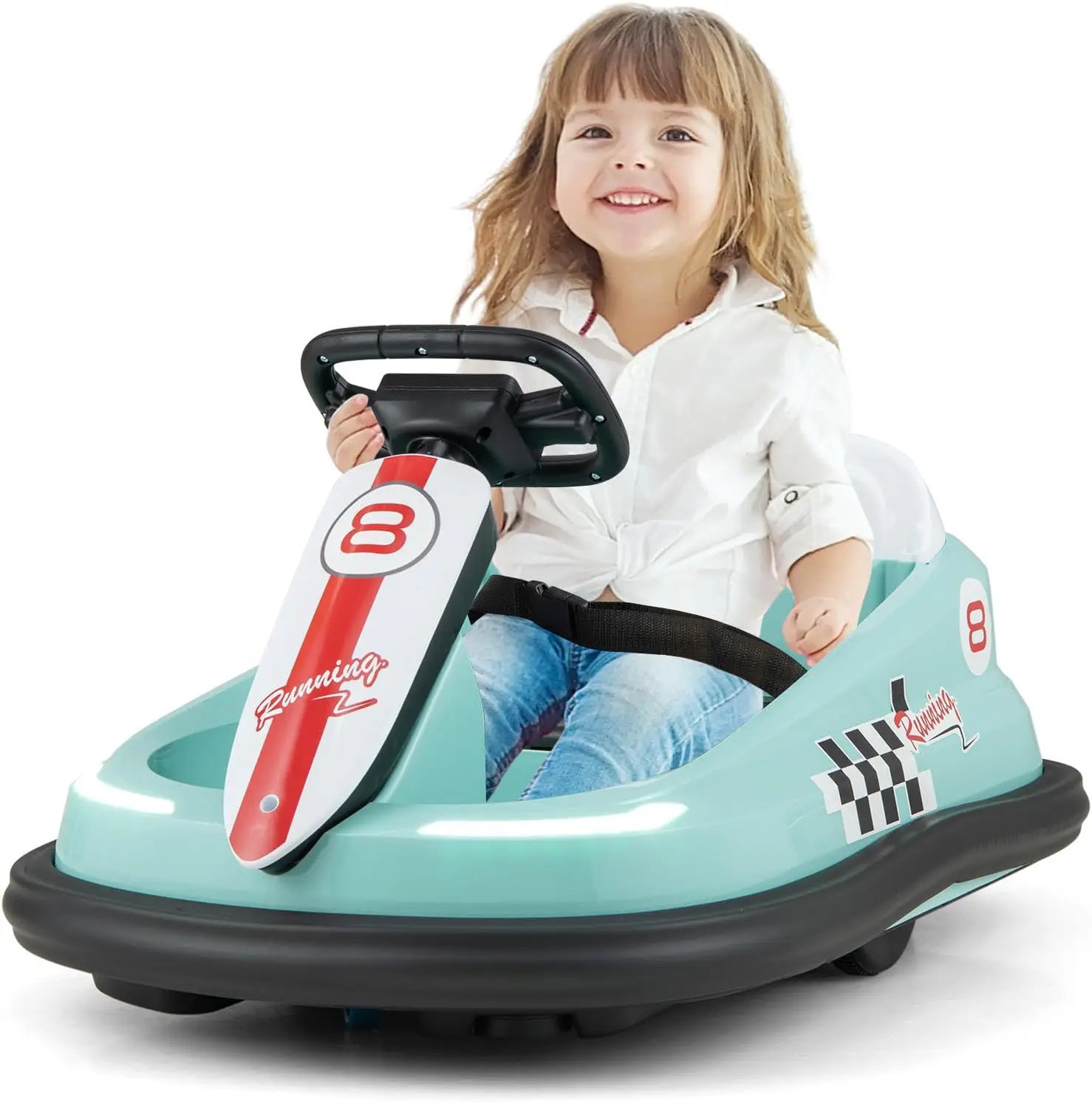 Coche de parachoques para niños pequeños de 1 a 3 años, coches de choque eléctricos para niños de 6 V con 360 °   Spin, Motores duales, 2 MPH máx., Música FM, Puerto USB AUX, Historia,