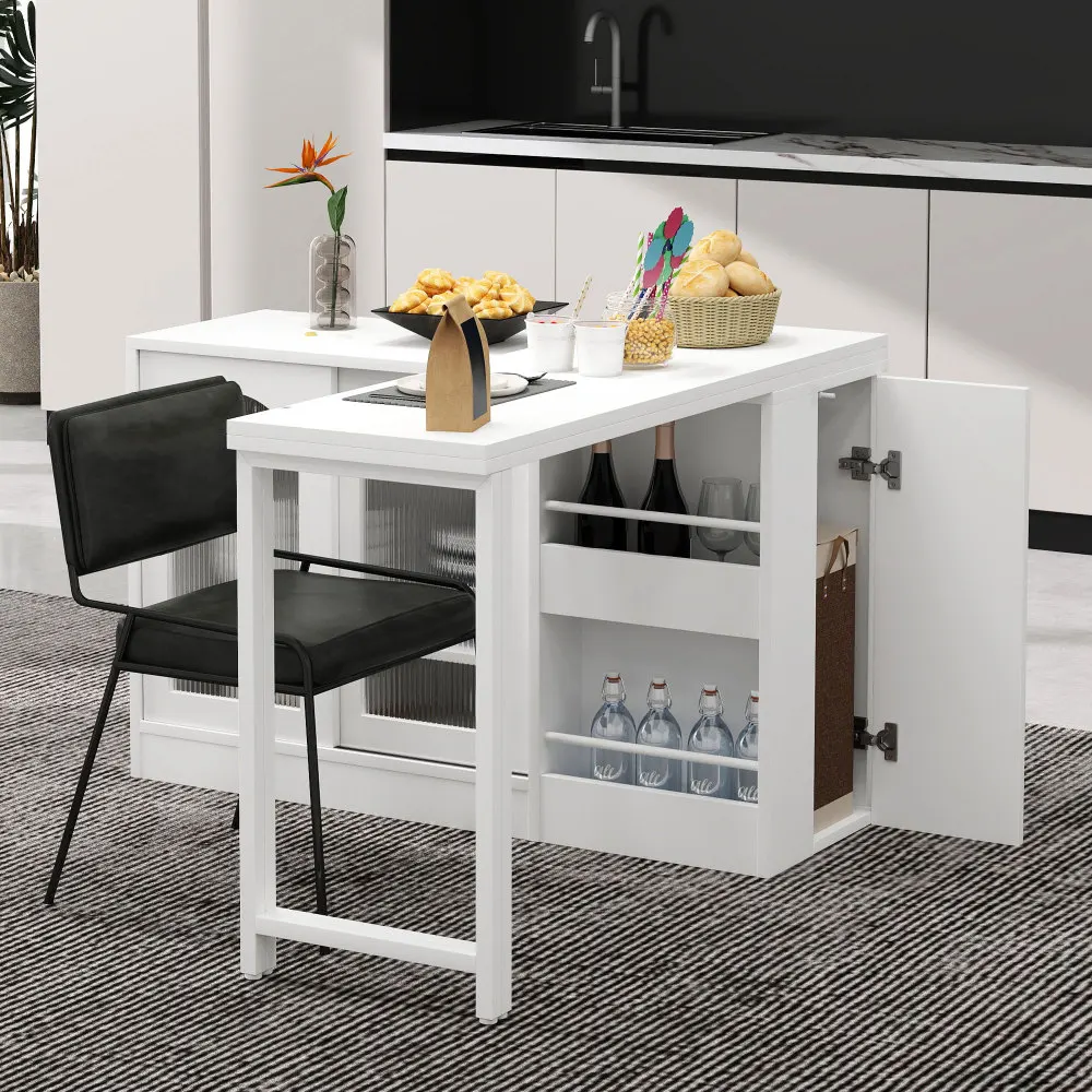 Moderner Bartisch, ausziehbar 360° ° Drehbarer Bartisch mit Stauraum, umkehrbarer Tisch, Sideboard-Bar mit Glastür – Detail 9
