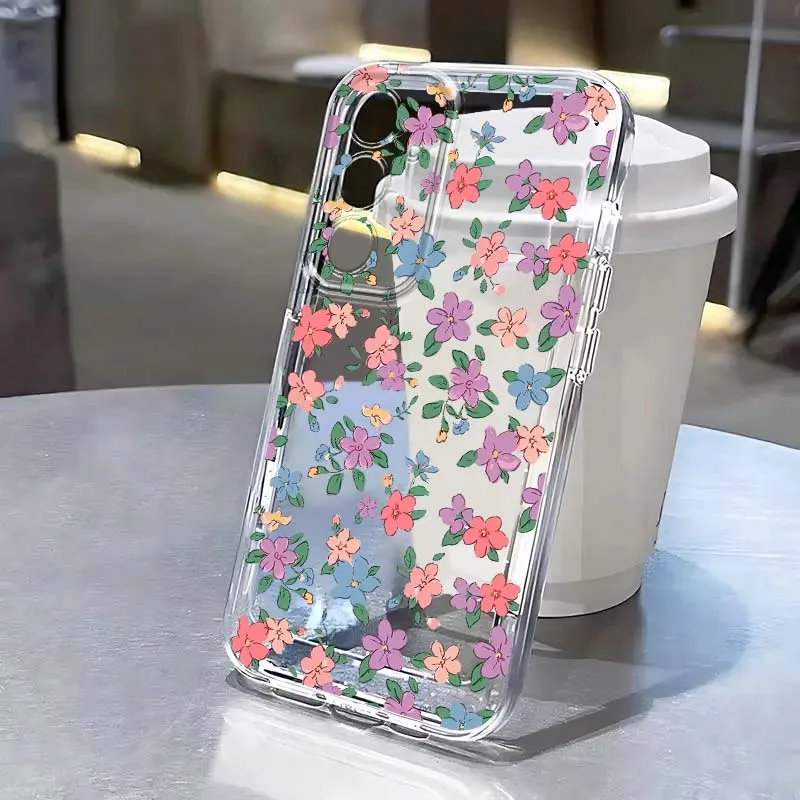 

Small Flower Luxury Phone Case For Samsung A71 A51 A55 A52 A35 A25 A37 A17 A07 A54 A15 A14 A05 A13 A73 5G Transparent