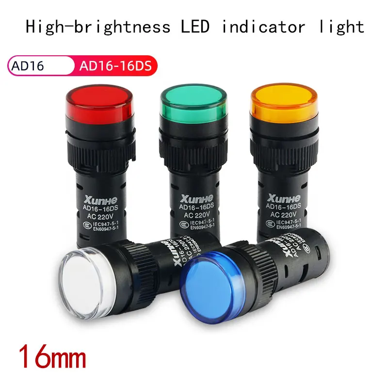 luz-indicadora-de-energia-led-ad16-16ds-furo-de-montagem-de-16mm-24v-220v-380v-vermelho-amarelo-verde-azul-branco