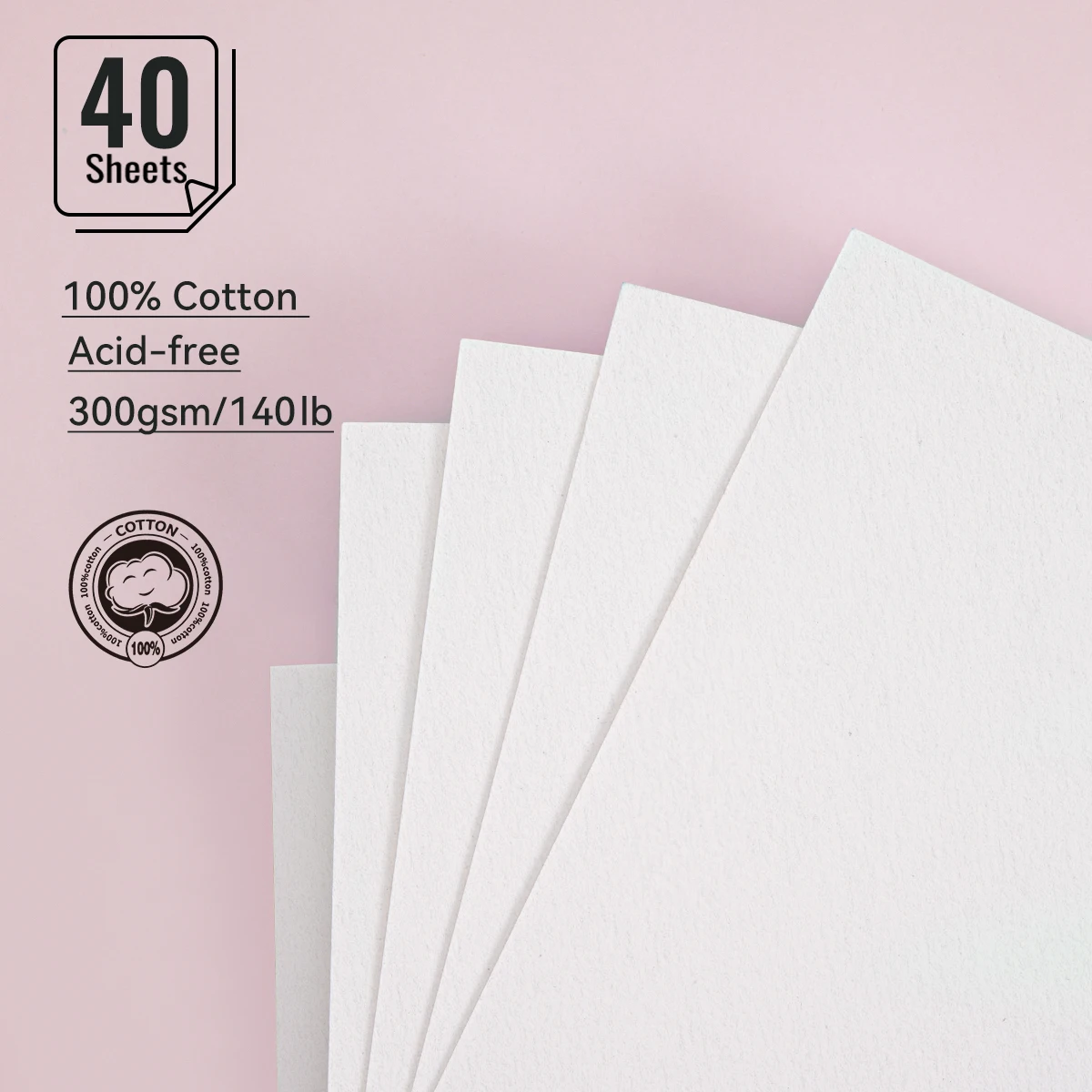 Papier akwarelowy LIGHTWISH luzem, 100% bawełna, 2 opakowania, łącznie 40 arkuszy, dziurkowany papier wymienny A5, 5,5 * 8,2 cala — zdjęcie produktu 2