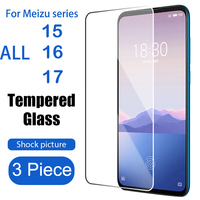 3 Piece protective glass for meizu 17pro 15 15plus 16 16S 16X 16T 16XS 16TH 15 16s 16th Plus screen protector 15 16 17 series 9D