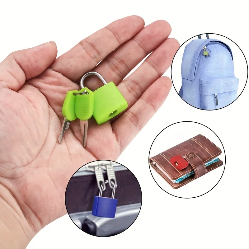 Mini Colorful Padlock with 2 Keys Small Luggage Lock Portable Plastic Covered Metal Padlock for Suitcase Backpack Locker Drawer
