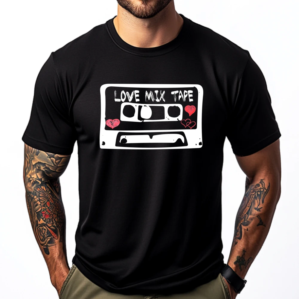 

Love Mix Tape 80 90 Cassette Hearts Mens Designer Clothes Luxury T-Shirt EU SIZE Cool Fashion Camiseta
