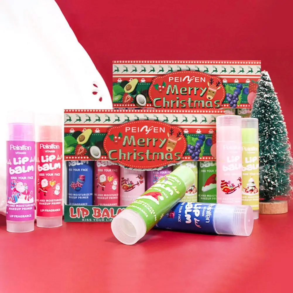 6個セット フルーツ配合 ヴィーガン リップバームセット 長時間保湿と輝き ドライリップケア リップスティックプライマー 完璧なクリスマスプレゼント