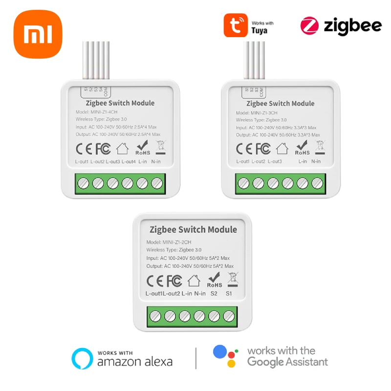 Xiaomi Tuya 2/3/4gang ZigBee Switch DIY Smart Switch Voice Remote Control Breaker Works With Alexa And Google Home Yandex Alice