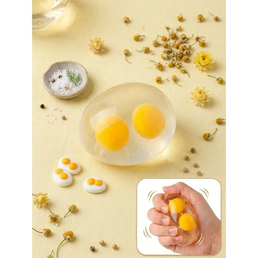Double Yolk Egg Theme Slow Rebound Stress Relief Toy, Fun Tactile Feel To Relieve Stress, Cute Desk Decor, Sensory Toy, Suitabl