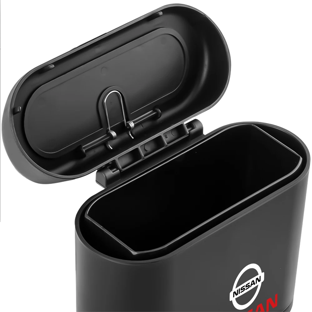 1PCS Portable black Abs car trash can storage box flip-top trash can Car accessories For Nissan Nismo Tiida Teana GTR Leaf