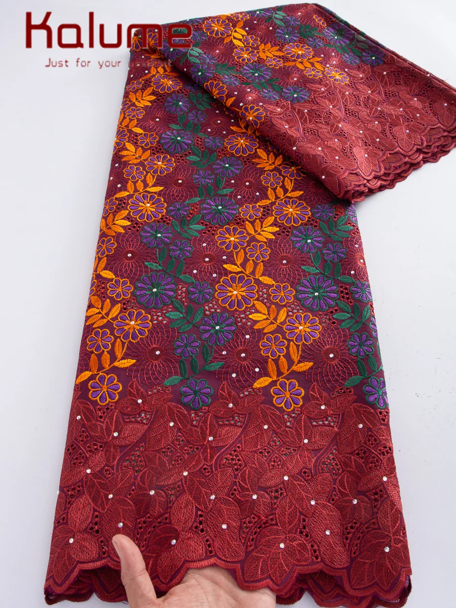 

Kalume Latest Swiss Voile Lace In Switzerland With stones Embroidery Nigerian French Lace Fabric For Wedding Dresses F4106