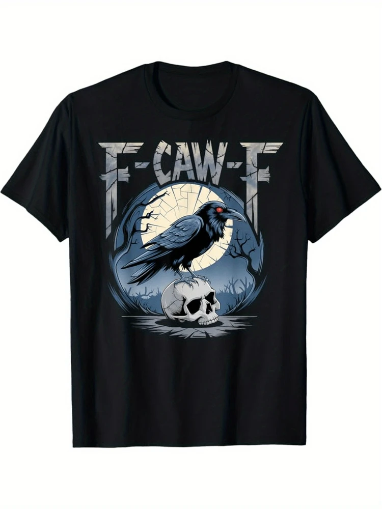 

F-Caw-F Gothic Raven Graphic design-100% cotton summer short sleeve O-neck casual printed men's T-shirt.