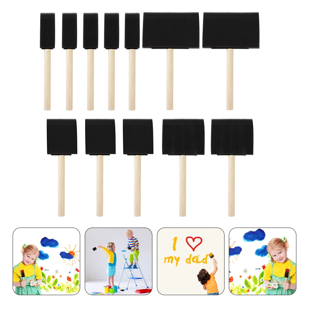 

1Set Graffiti Sponge Brush Set Wood Handle DIY Painting Drawing Absorb Paint Reduce Drips Kids Graffiti Painting Tools