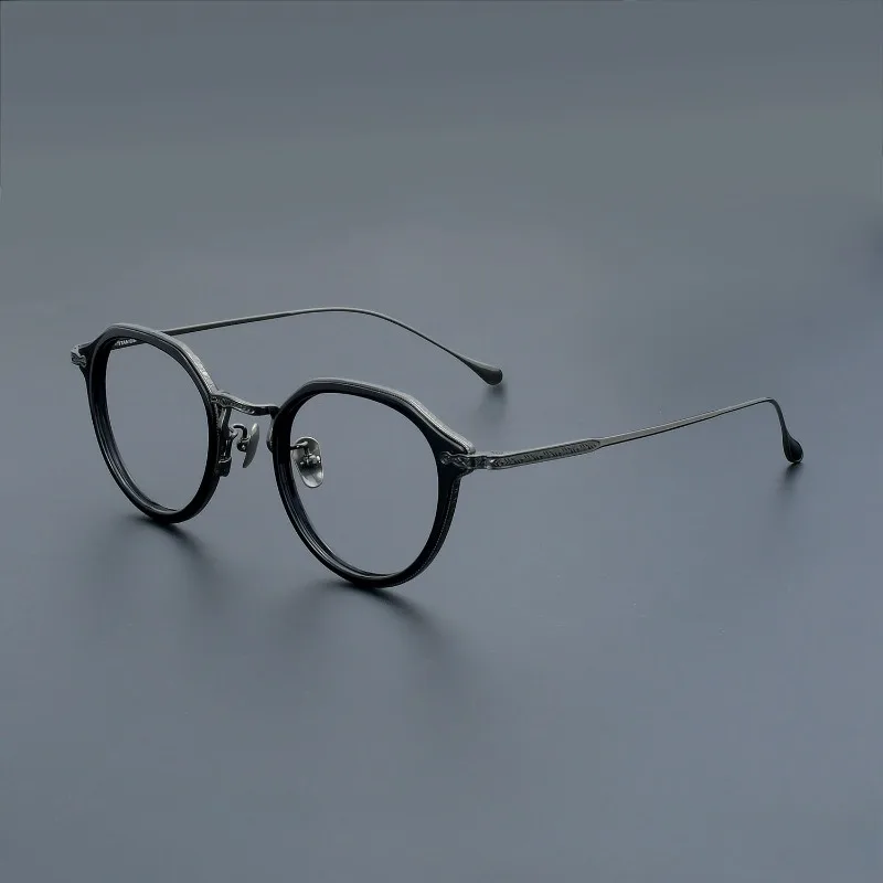 الأزياء اليدوية لوحة نظارات الإطار LO-09 قصر النظر الذكور التيتانيوم النقي نظارات الإناث تلون الضوء الأزرق الوقاية