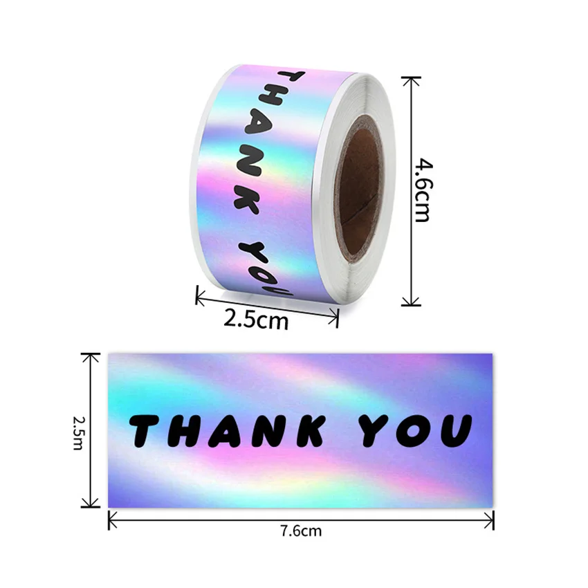 120Pcs Rectangle Laser Thank You Stickers for Small Business Decoration Handmade Sticker Gift Box packaging Seal Labels