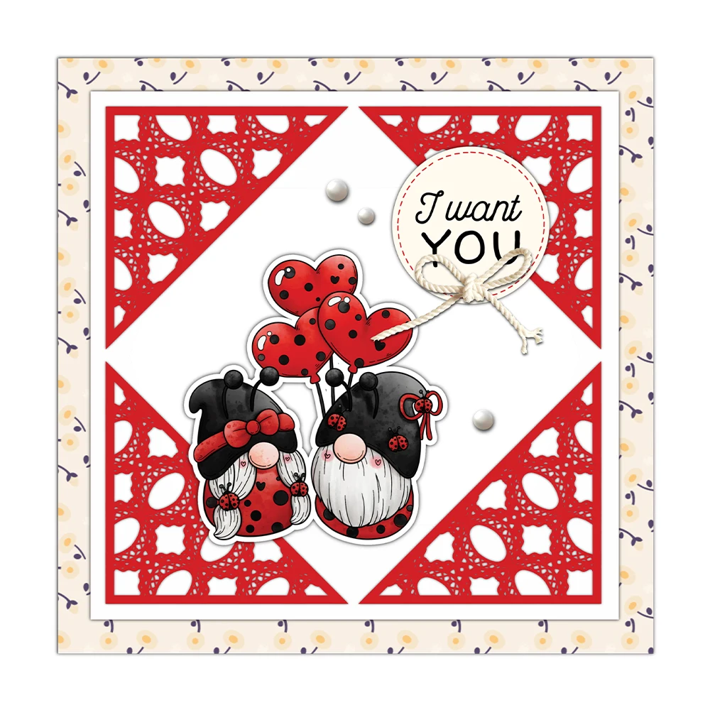 Mangocraft Love Hearts Cute Gnome Cutting Dies Clear Stamp DIY Scrapbooking Metal Dies Silicone Stamp For Cards Albums Decor