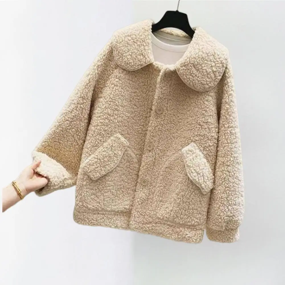 Soft Chic Cardigan หลวมฤดูใบไม้ร่วง Turn-Down Collar Lady เสื้อแขนยาวสำหรับ Home