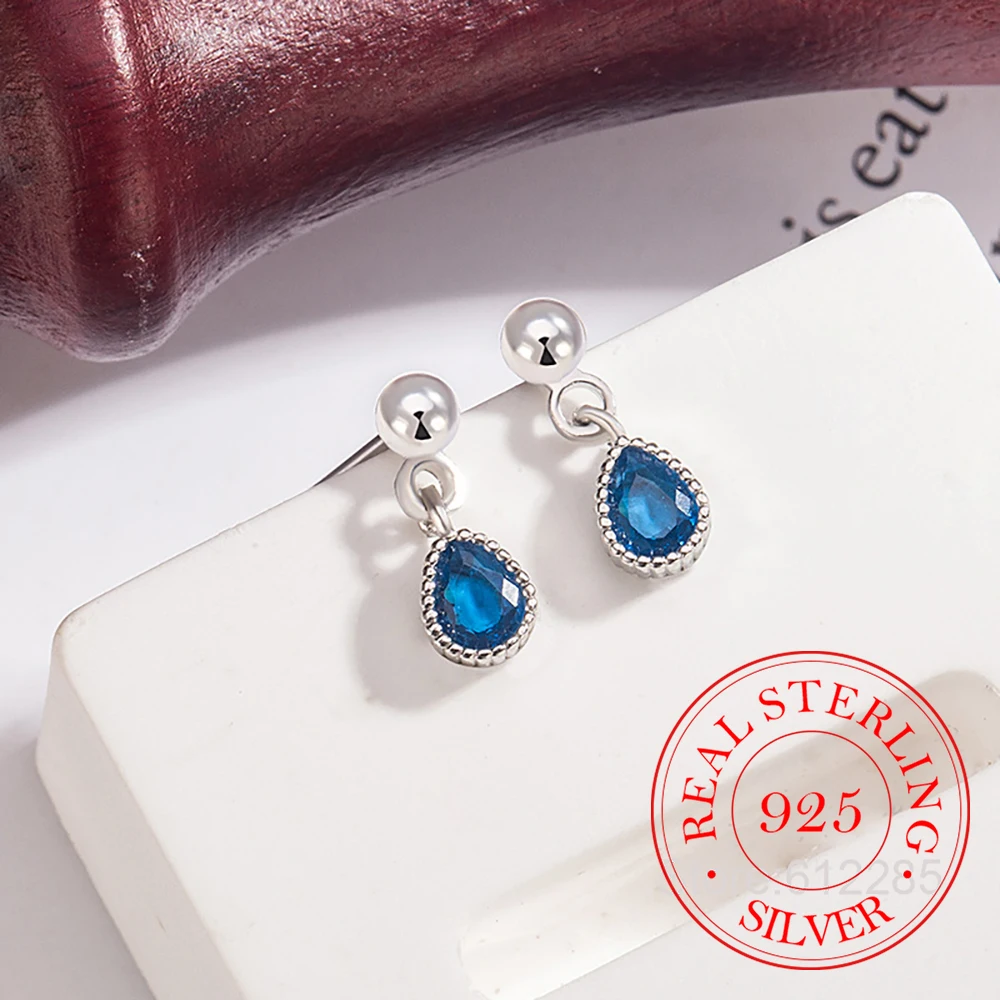 

925 Sterling Silver Jewelry Luxury Zircon Crystal Waterdrop Stud Earrings for Women Wedding Party Jewelry For Girl Friend Gift