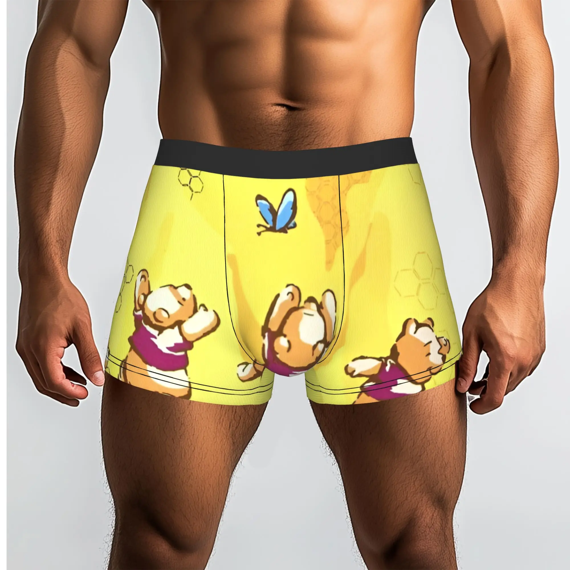 Custom W-Winnie Anime The Pooh Underwear Men Stretch  Boxer Briefs Shorts Panties Soft Underpants For Male
