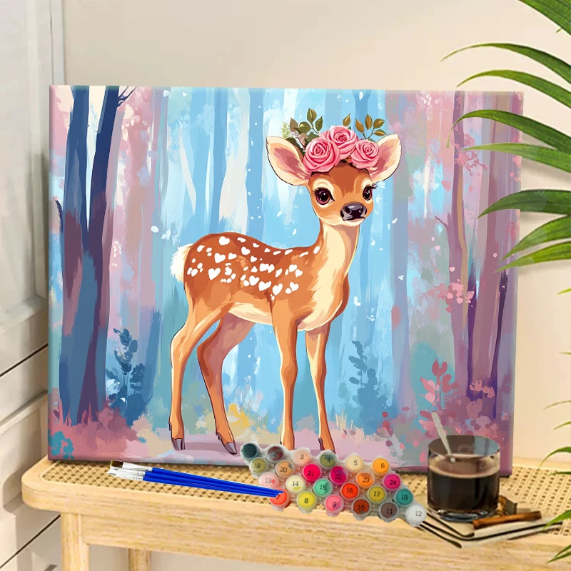 

Картина по номерам венки и пятнистый олень акриловая краска холст дропшиппинг портрет семейные детские фото рождественские подарки