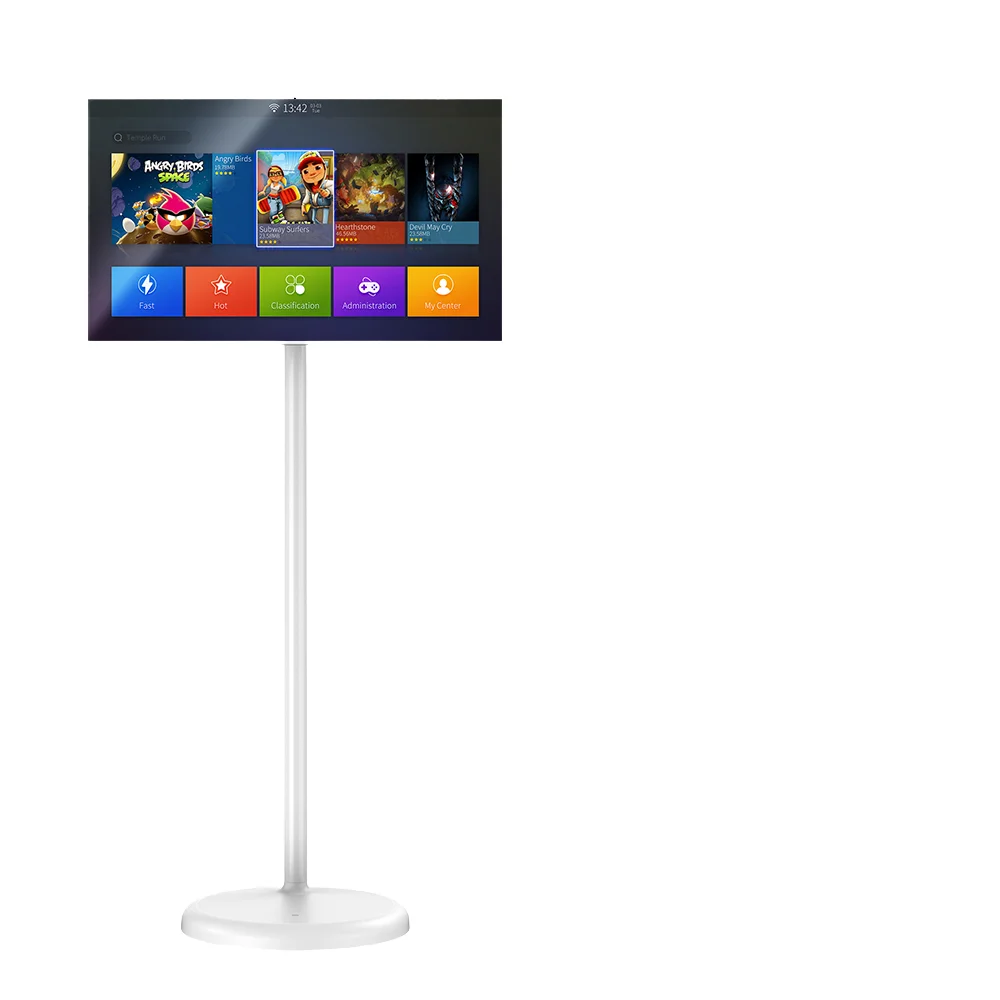 Customize 32 Inch Smart Portable Touch Screen TV on Wheels Portable TV Smart Mobile with Stand
